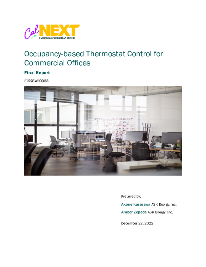 Occupancy-based Thermostats for Commercial Offices Final Report 