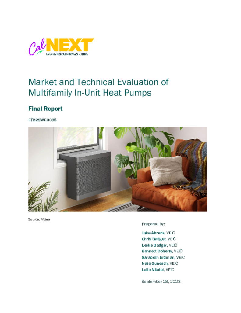ET22SWE0035 - Market and Technical Evaluation of Multifamily In-Unit Heat Pumps