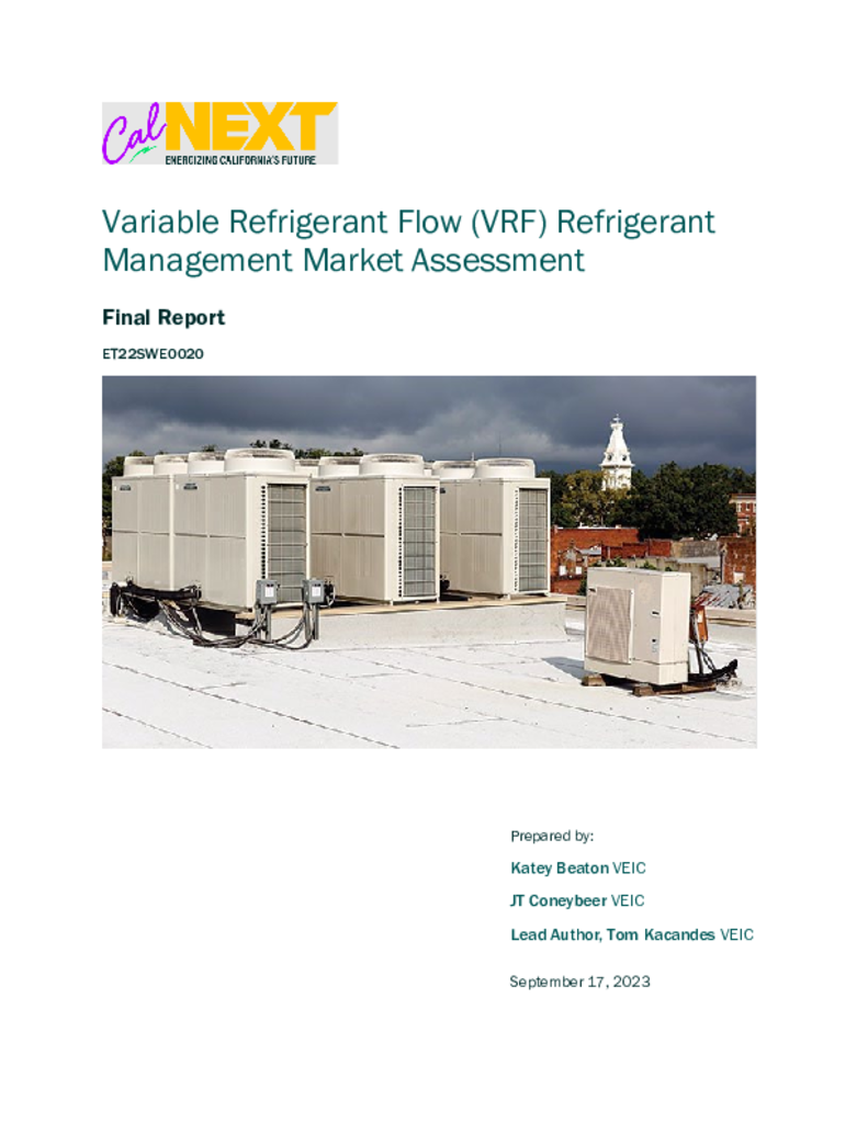Variable Refrigerant Flow (VRF) Refrigerant Management Market Assessment