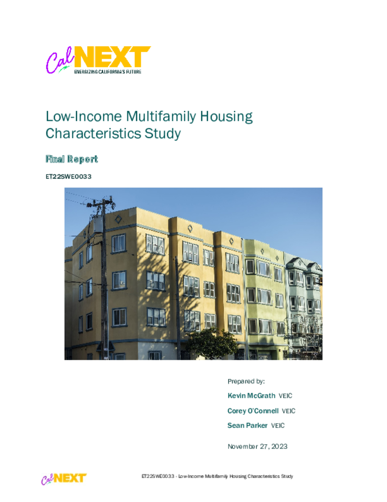 ET22SWE0033 - Low-Income Multifamily Housing Characteristics Study