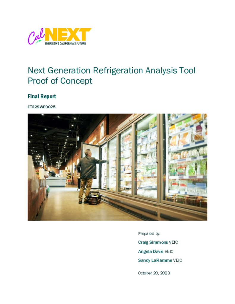 ET22SWE0025 - Next Generation Refrigeration Analysis Tool Proof of Concept
