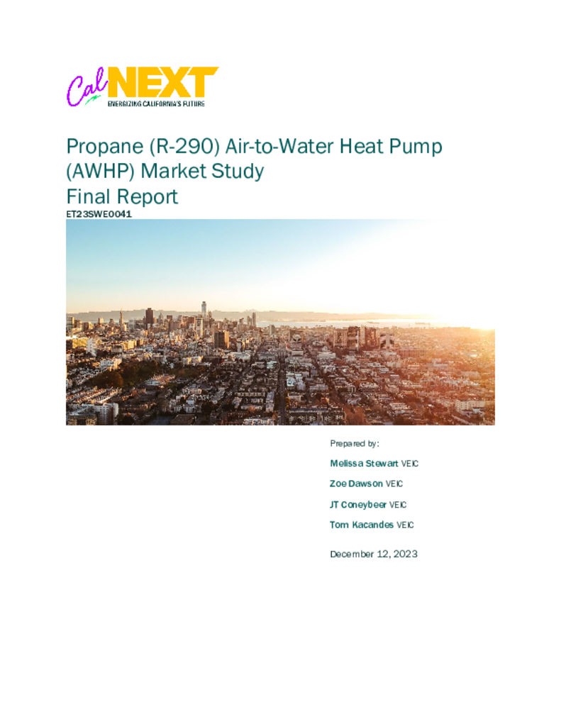 ET23SWE0041 - Propane Air to Water Heat Pump Market Study