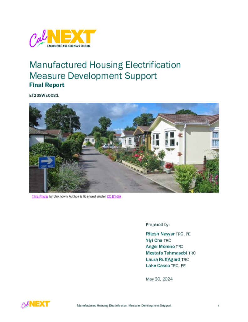 Manufactured Housing Electrification Measure Development Support Final Report