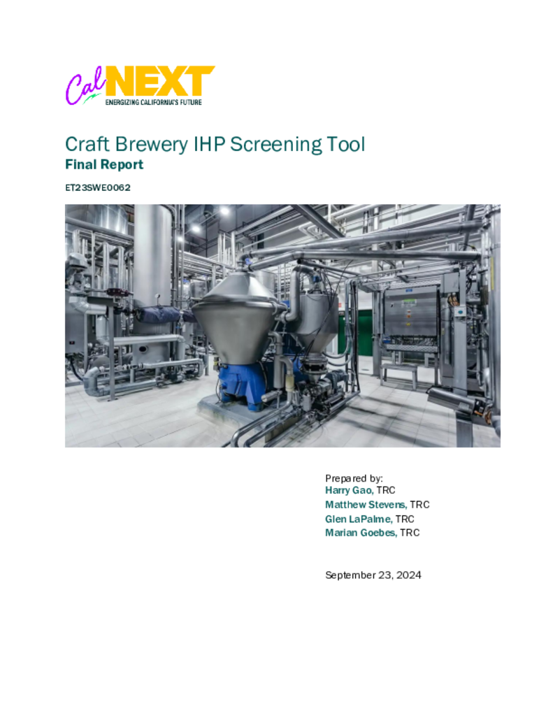 Craft Brewery IHP Screening Tool Final Report