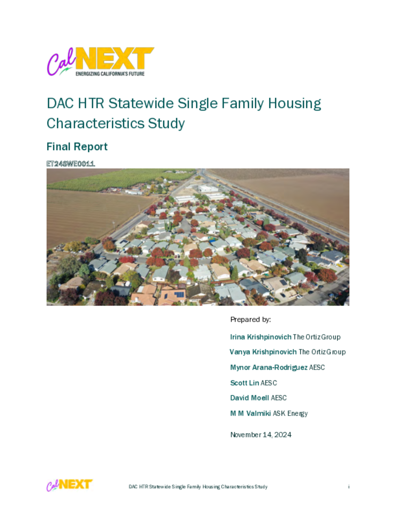 ET24SWE0011 - DAC HTR SF Housing Characteristics Study Final Report