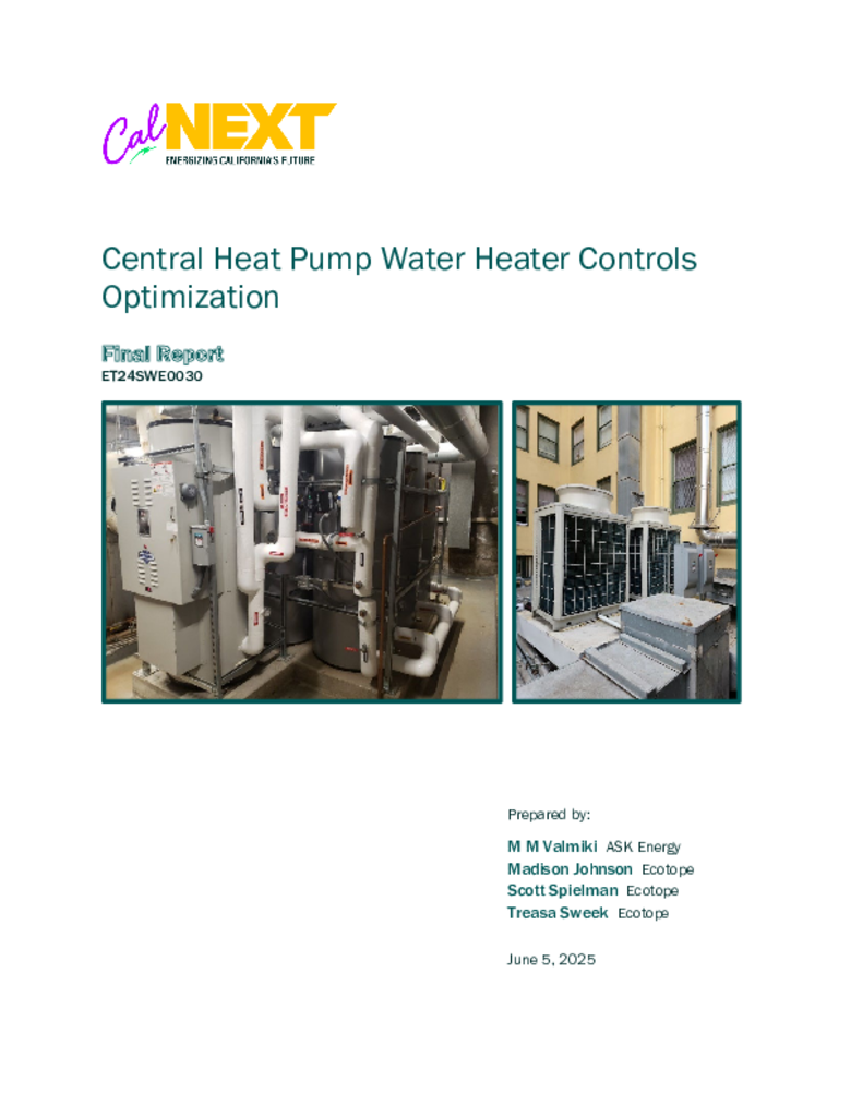 ET24SWE0030 - Central Heat Pump Water Heating Control Optimization 
