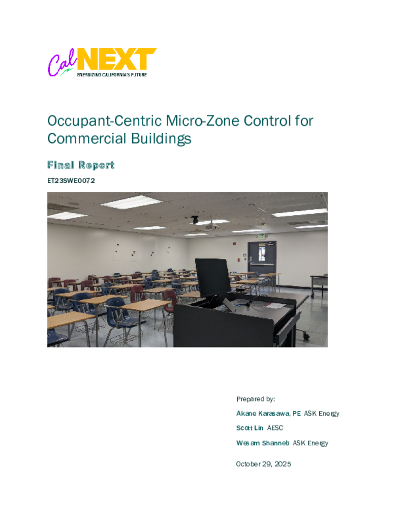 ET23SWE0072 - Occupant-centric Micro-zone Controls 