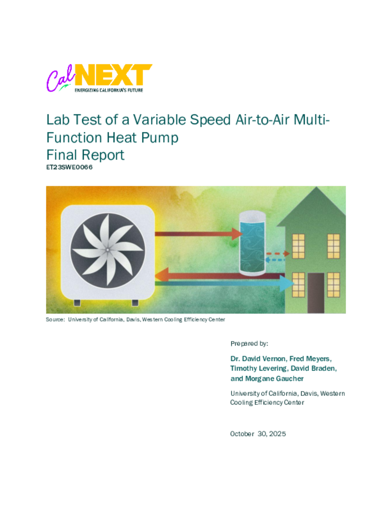 Lab Test of a Variable Speed Air-to-Air Multi-Function Heat Pump