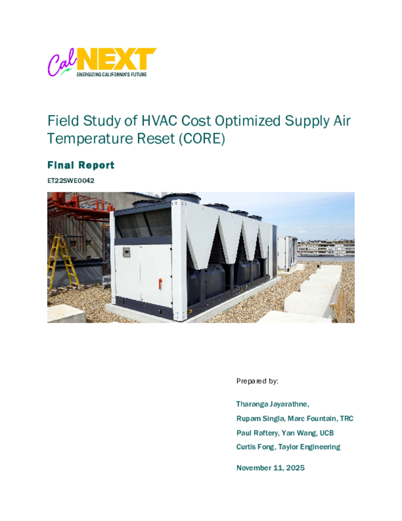 ET22SWE0042 - Field Study of HVAC Cost Optimized Supply Air Temperature ...