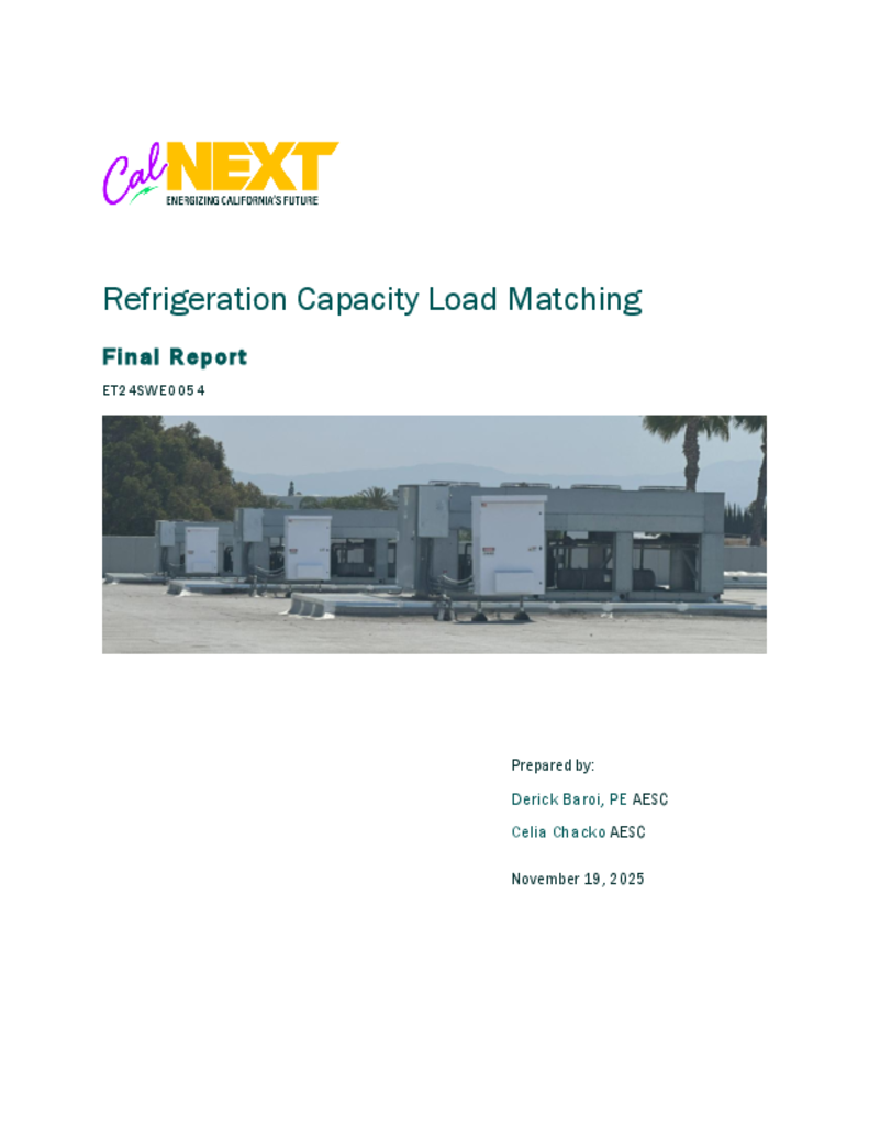 ET24SWE0054 - Refrigeration Capacity Load Matching Final Report
