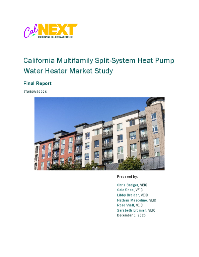 ET25SWE0026 California Multifamily Split-System HPWH Market Study Final Report