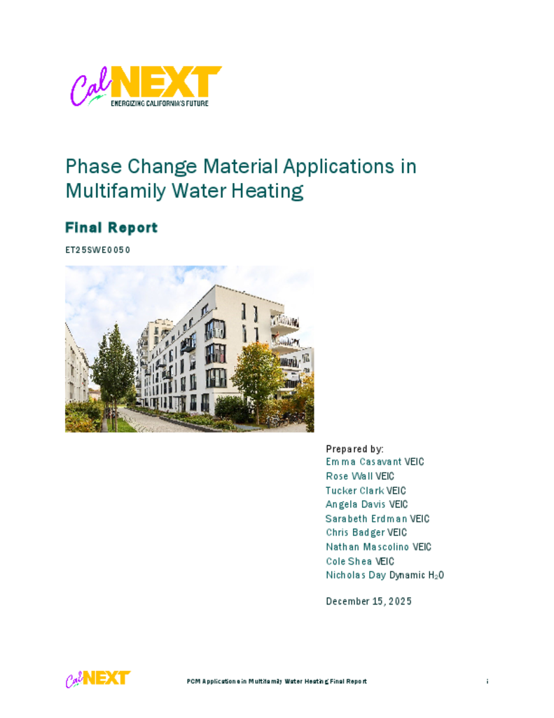 ET25SWE0050 - PCM Applications MF Water Heating Final Report