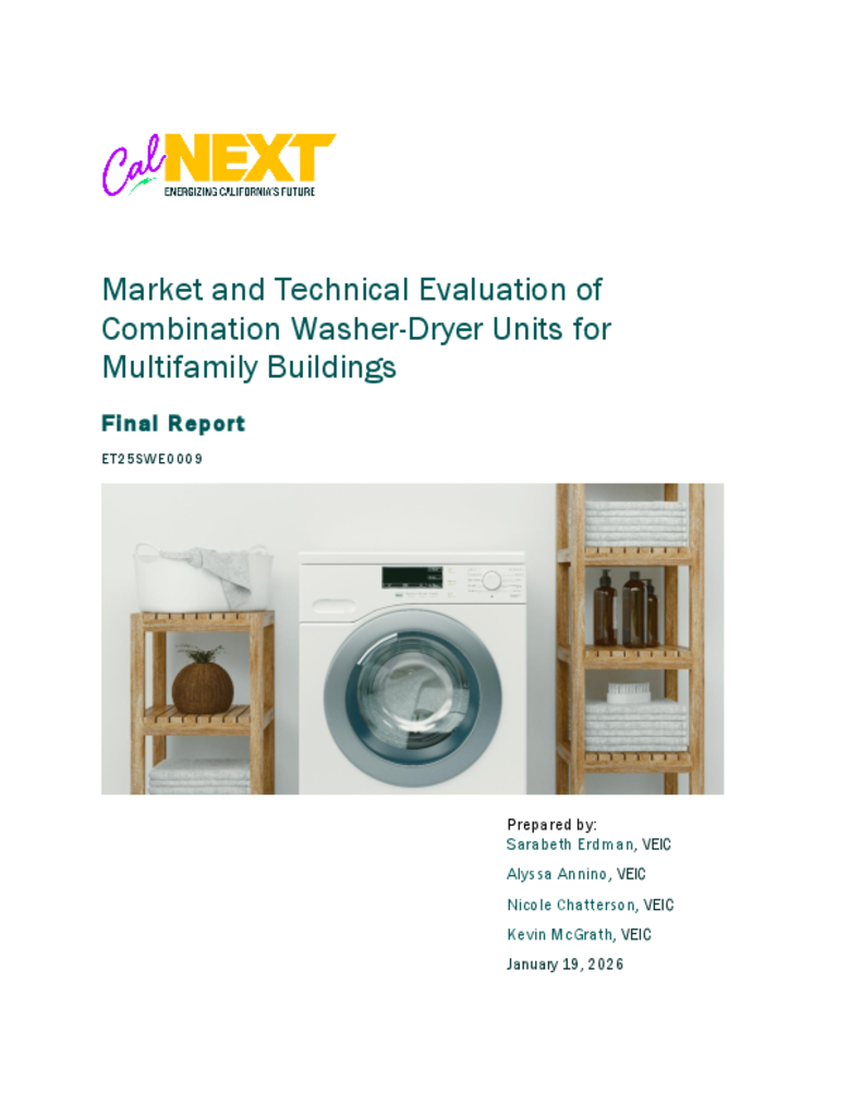 ET25SWE0009 - Market and Technical Evaluation of Combination Washer-Dryer Units for Multifamily Buildings Final Report