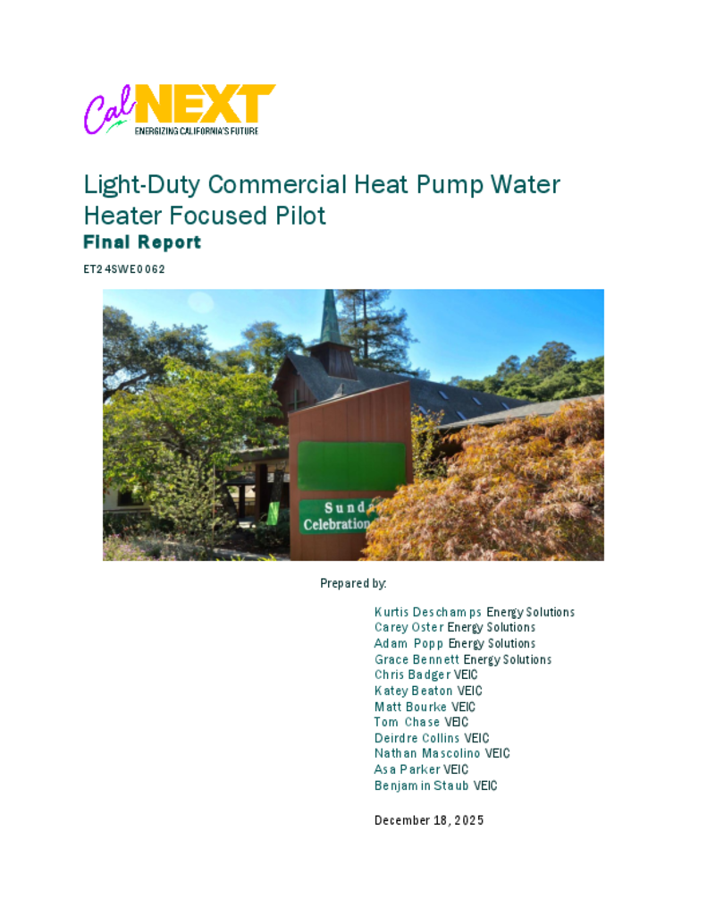 ET24SWE0062 Commercial HPWH Focus Pilot Final Report