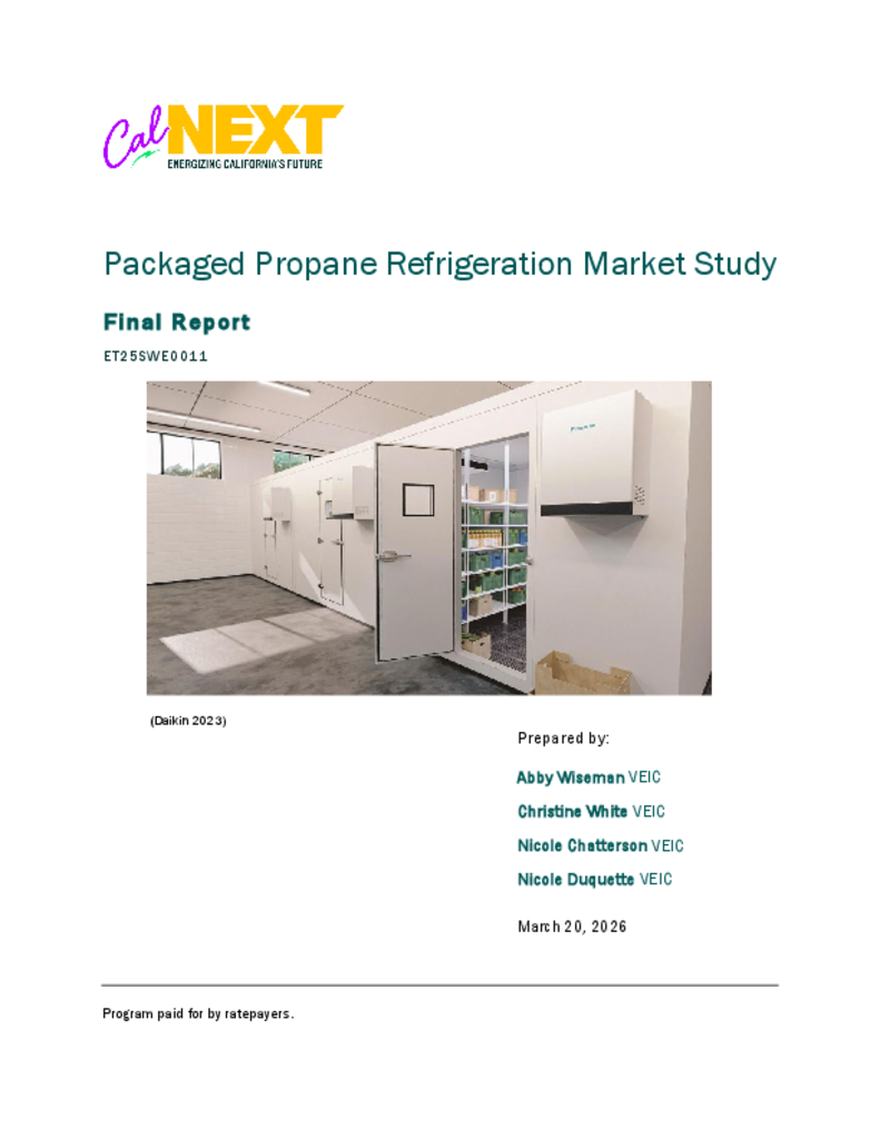 ET25SWE0011 - Packaged Propane Refrigeration Market Analysis Final Report