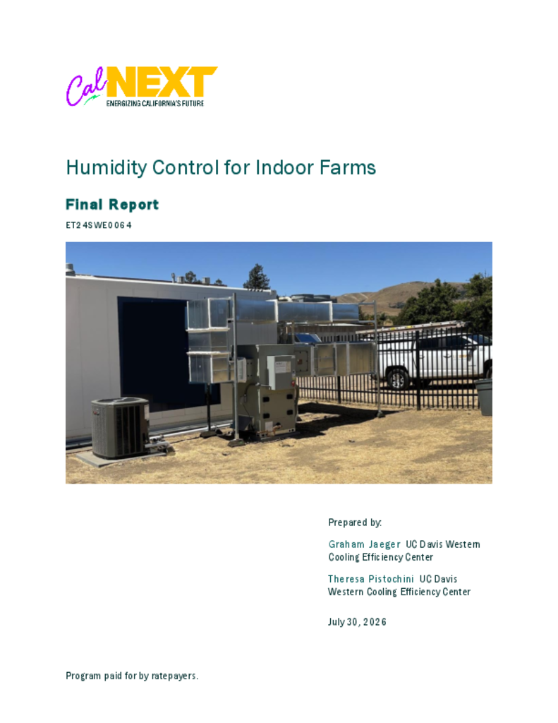 ET24SWE0064 Humidity Control for Indoor Farms - Final Report